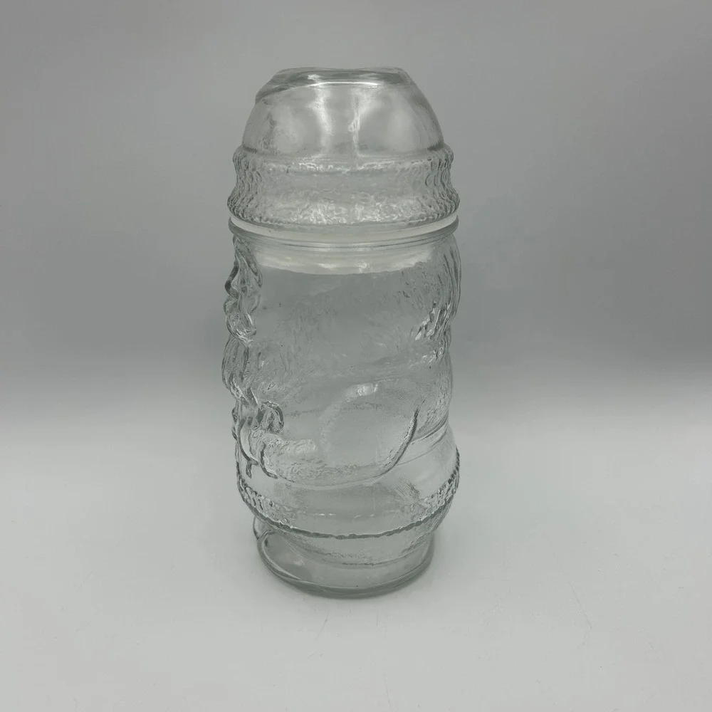 Libbey Santa Claus Jar Clear Glass 8.5in Christmas Embossed EUC Vintage 90's